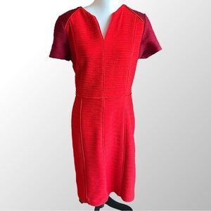 Anthropologie‎ Maeve Dress Women’s 14 Red Eunoia Colorblock Ribbed Pencil Dress